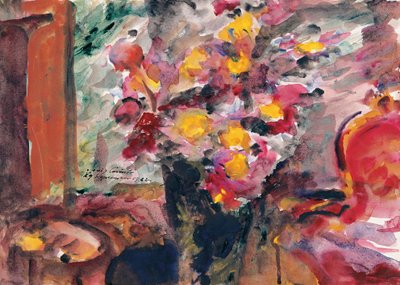 Flower Vase on a Table by Lovis Corinth